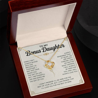 To My Bonus Daughter - "My Family Forever" Love Knot Necklace Gift Set